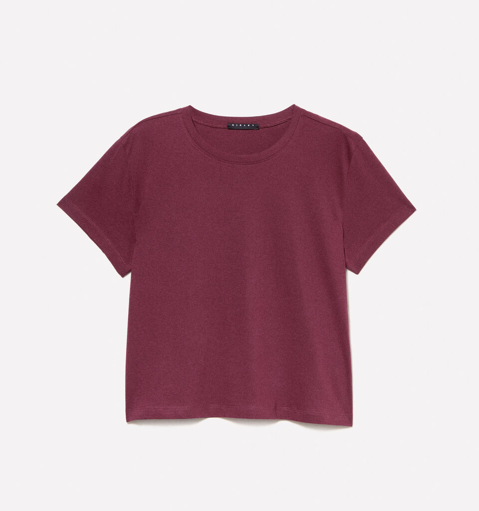 Burgundy boxy fit t-shirt - women's short sleeve t-shirts - Burgundy | Sisley image number 5